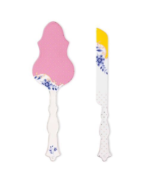2 Couverts à gâteau en Porcelaine Royal Flowers multicolores