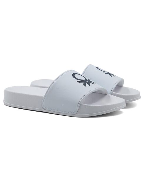 Mules Charles blanc/bleu marine