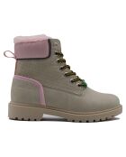 Boots en Cuir Mahaut kaki/rose
