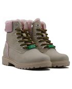 Boots en Cuir Mahaut kaki/rose