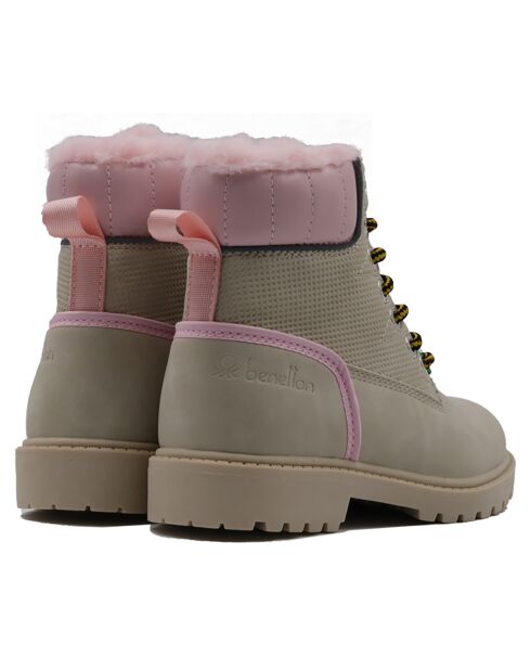 Boots en Cuir Mahaut kaki/rose