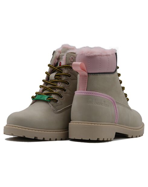 Boots en Cuir Mahaut kaki/rose