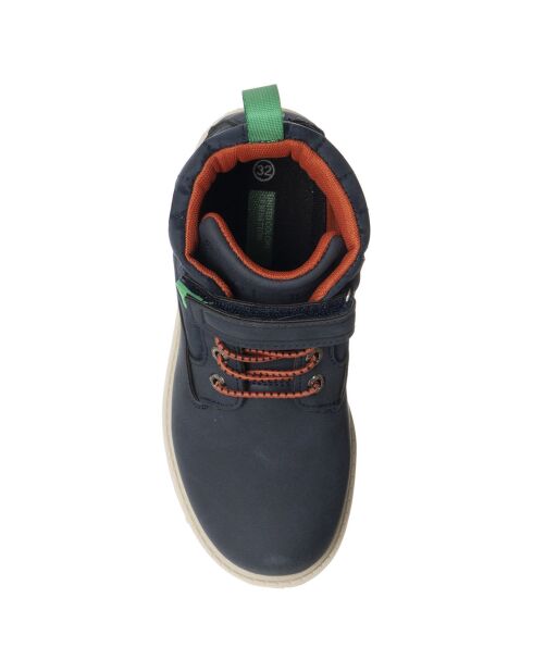 Boots en Cuir Nicolas bleu marine