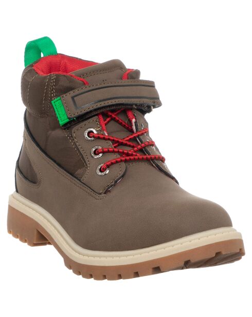 Boots en Cuir Nicolas vert/marron