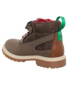 Boots en Cuir Nicolas vert/marron