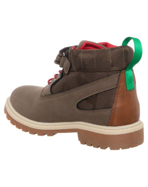 Boots en Cuir Nicolas vert/marron