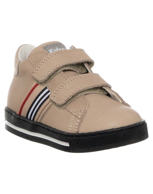 Beige Leryn sneakers van leer