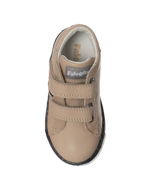 Beige Leryn sneakers van leer