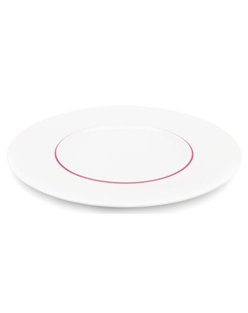 6 Assiettes plates en Porcelaine Ligne blanches -  D.29 cm