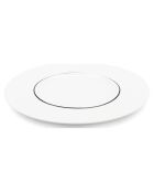 6 Assiettes plates en Porcelaine Ligne blanches -  D.29 cm