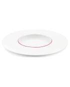 6 Assiettes creuses en Porcelaine Ligne blanches -  D.30 cm