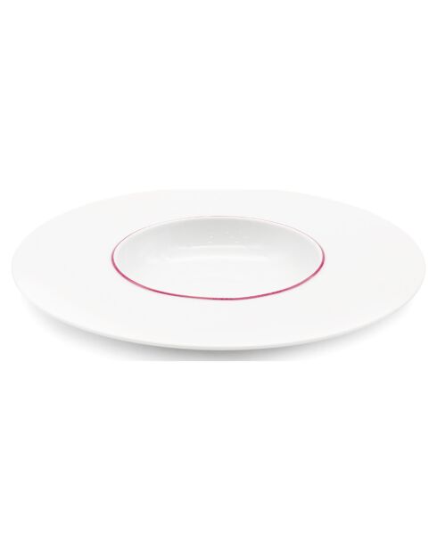 6 Assiettes creuses en Porcelaine Ligne blanches -  D.30 cm