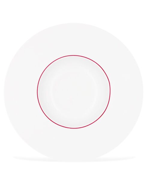 6 Assiettes creuses en Porcelaine Ligne blanches -  D.30 cm
