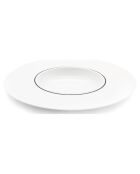 6 Assiettes creuses en Porcelaine Ligne blanches -  D.30 cm