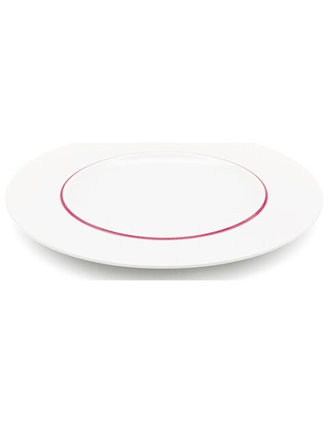 6 Assiettes dessert en Porcelaine Ligne blanches -  D.22 cm