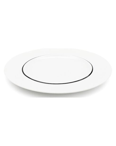6 Assiettes dessert en Porcelaine Ligne blanches -  D.22 cm