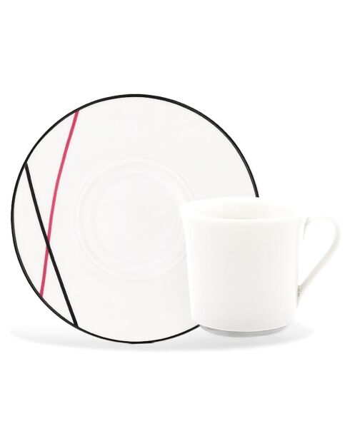 6 Tasses à thé + soucoupes en Porcelaine Bistrot blanches - 150ml
