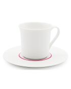 6 Tasses à thé + soucoupes en Porcelaine Ligne blanches - 150ml