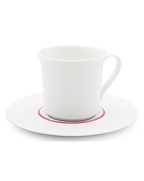 6 Tasses à thé + soucoupes en Porcelaine Ligne blanches - 150ml