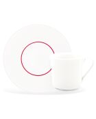 6 Tasses à thé + soucoupes en Porcelaine Ligne blanches - 150ml