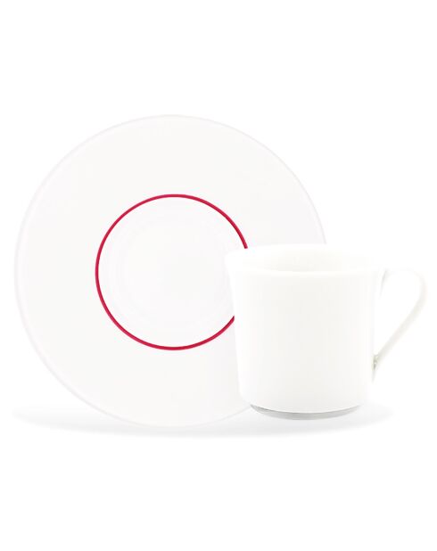 6 Tasses à thé + soucoupes en Porcelaine Ligne blanches - 150ml