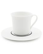 6 Tasses à thé + soucoupes en Porcelaine Ligne blanches - 150ml