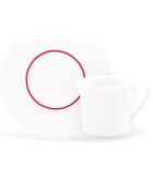 6 Tasses à café + soucoupes en Porcelaine Ligne blanches - 70ml