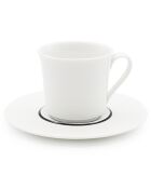 6 Tasses à café + soucoupes en Porcelaine Ligne blanches - 70ml