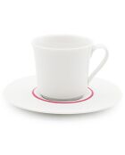 6 Tasses à café + soucoupes en Porcelaine Ligne blanches - 70ml