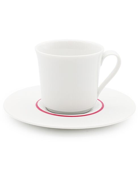 6 Tasses à café + soucoupes en Porcelaine Ligne blanches - 70ml