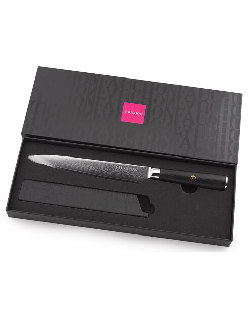 Couteau trancher Damas noir -  32.5 cm