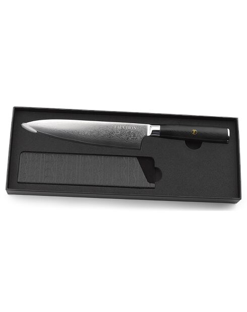 Couteau chef Damas noir -  32.5 cm