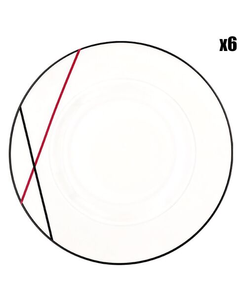 6 Assiettes dessert en Porcelaine Bistrot chef blanches -  D.22 cm