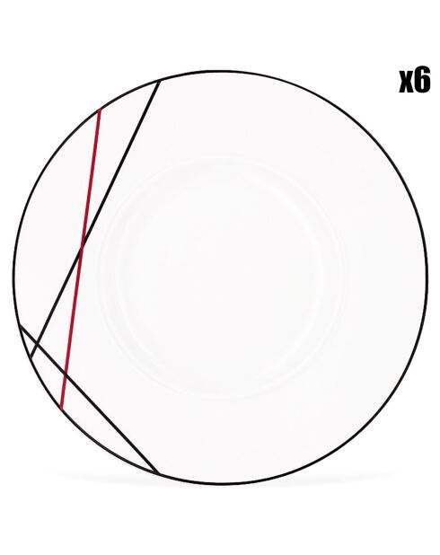 6 Assiettes plates en Porcelaine Bistrot chef blanches -  D.29 cm