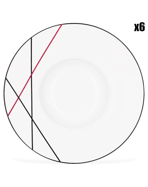 6 Assiettes dessert en Porcelaine Bistrot blanches -  D.20 cm