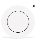 6 Assiettes creuses en Porcelaine Ligne blanches -  D.30 cm