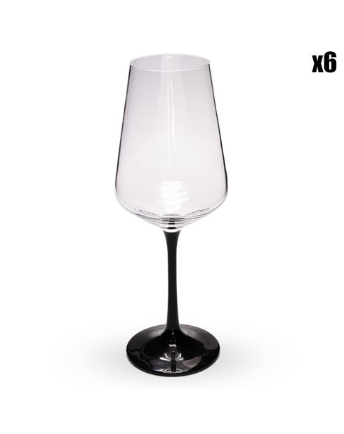 6 Verres à pied transparent/noir - 250ml