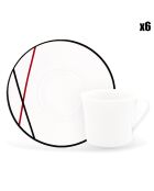 6 Tasses à café + soucoupes en Porcelaine Bistot blanches - 70ml