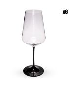 6 Verres à pied transparent/noir - 450ml D.8.9 cm