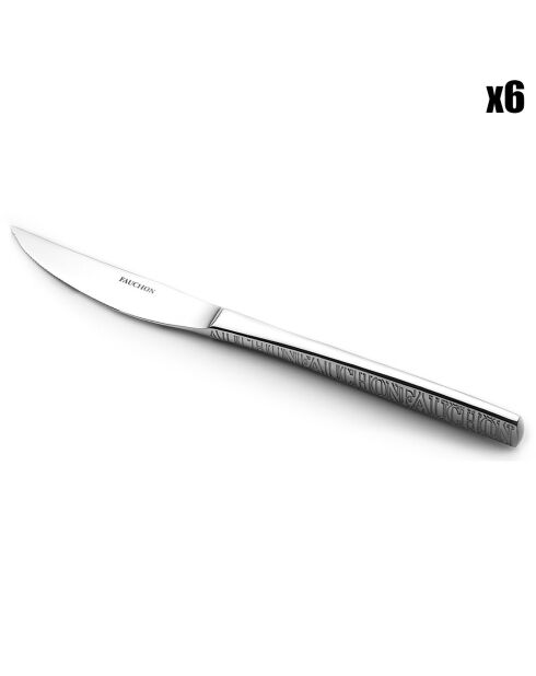 6 couteaux à steak Signature  argentés -  23 cm