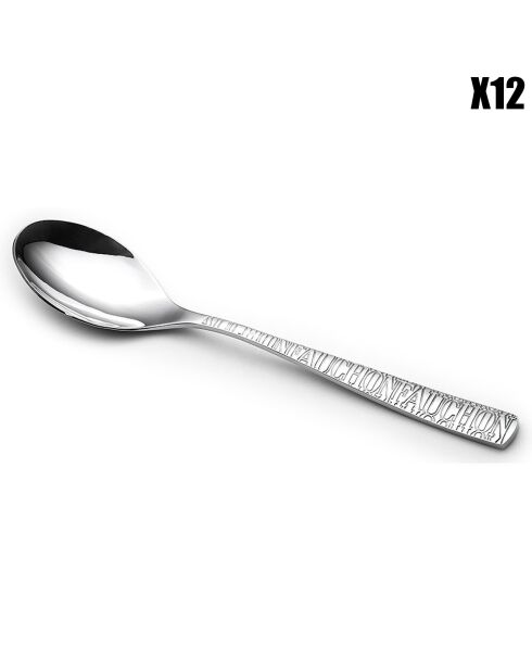 12 Cuillères à moka Signature argentées -  11.5 cm