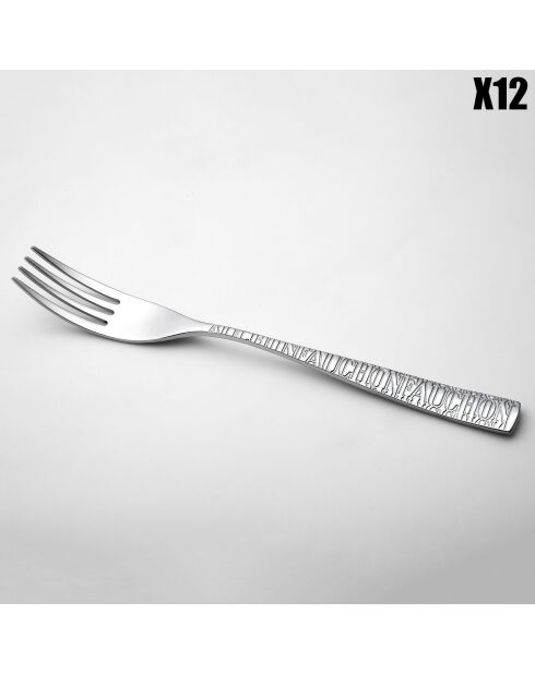 12 Signature Dessertgabeln aus Silber — 18,6 cm