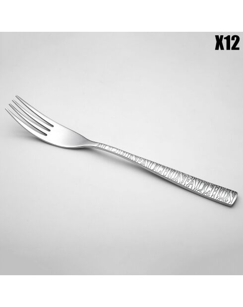 12 Fourchette de poisson Signature argentées -  21.3 cm