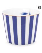 6 Coquetiers en Porcelaine Royal Stripes bleu/blanc - 4x4.9x4.9 cm