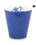 6 Petits Mug en Porcelaine sans anse Royal Stripes Pois bleus - 230ml