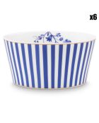 6 ciotole Royal Stripes in porcellana blu/bianca - D.12 cm