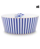 6 Bols en Porcelaine Royal Stripes bleus - D.14.7 cm