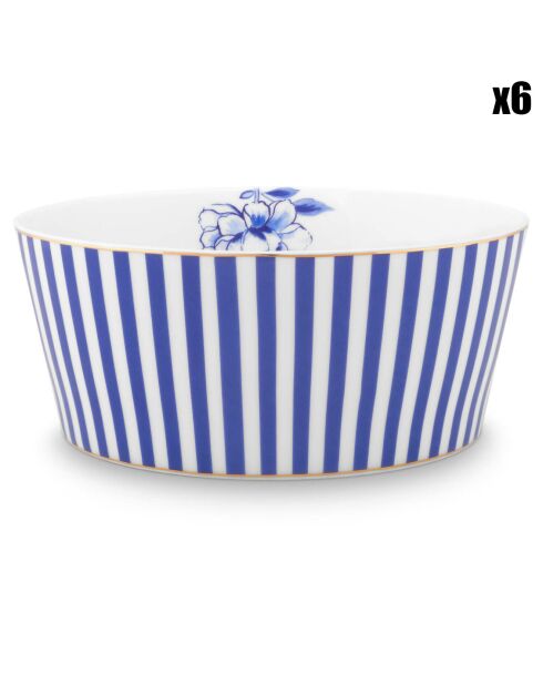 6 Bols en Porcelaine Royal Stripes bleus - D.14.7 cm