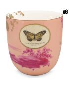 6 Grands mugs en Porcelaine Héritage roses - D.8 cm