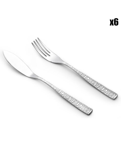 Service poisson Signature argenté - 12 pièces